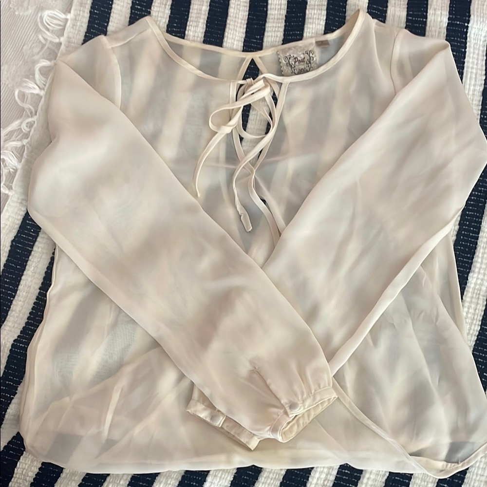 Elegant Cream Sheer Blouse